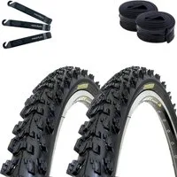maxxi4you Fahrradreifen 2x Kenda K-829 Psycho 24x1.95 Schwarz + 2x AV Schlauch + maxxi4you RH
