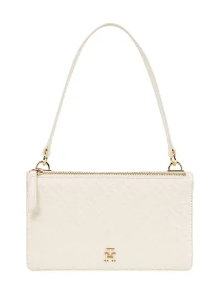 Tommy Hilfiger - Schultertasche mit Lack-Finish beige - Gr. - OS