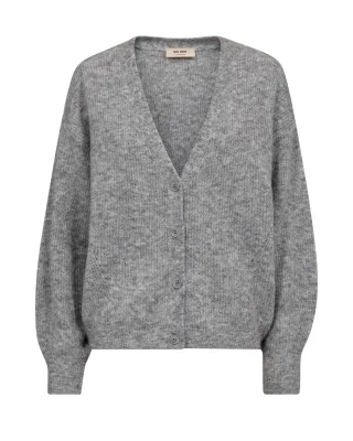 MOS MOSH - MMThora V-Neck Knit Cardigan grey melange - Gr. - M