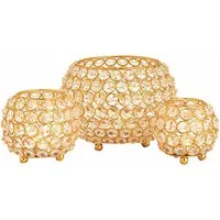 Amagohome Teelichthalter Teelichthalter Kerzenhalter Set 3-teilig Crystal Kerzenständer Vintage (3 St)
