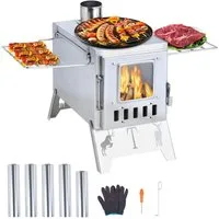 Rutaqian Feuerschale Edelstahl Zeltofen,Outdoor Camping-Holzofen für Zelt, 52 x 38 x 144 cm, (Zeltheizung Camping, 1-St., Inkl Schutzhandschuhe, mehrteiligem Rohr, Sichtfenster, Seitenwand), Tragbarer Holzofen Zeltheizung Campingkocher Feuerstelle fü
