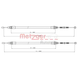 Metzger Handbremsseil hinten Smart Fortwo 10.9337