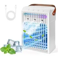 MOPUEA Ventilatorkombigerät Ventilatorkombigerät Luftkühler/Befeuchter/Ventilator Smart 4-in-1, 3 Geschwindigkeiten 7 Farben Nachtlicht Für Schlafzimmer Büro Zimmer