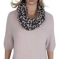 MIRROSI Loop Damen Schal aus Musellin, Made in Italy 70x20cm, Leo, Schlauchschal, (Zweimal um den Hals wickelbar, ca.70x20cm), Damen Halstuch ideal für Frühling, Sommer oder Herbst