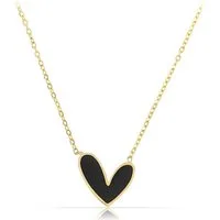 Made by Nami Kette mit Anhänger Herzkette Gold mit Pinkem/Schwarzen Herz aus Chirurgen Edelstahl, Geschenke für Frauen Wasserfester Schmuck Größe Verstellbar