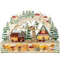 SIKORA Schwibbogen LB98 farbenfrohes Holz Dekoobjekt mit LED Beleuchtung für Weihnachten, sanft beleuchtet für ein weihnachtlich festliches Zuhause