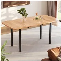 STILVORA Esstisch mit Holzmaserung,ausziehbarer Küchentisch Wohnzimmertisch,Holzfarbe (Rechteckig Küchentisch, 1-St., 120 - 160 x 80 cm), moderner minimalistischer Stil, geeignet für 4-6 Personen