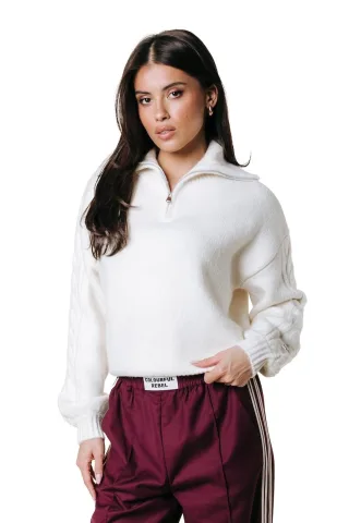colourful rebel - Luna Zip Sweater Off white - Gr. - XS