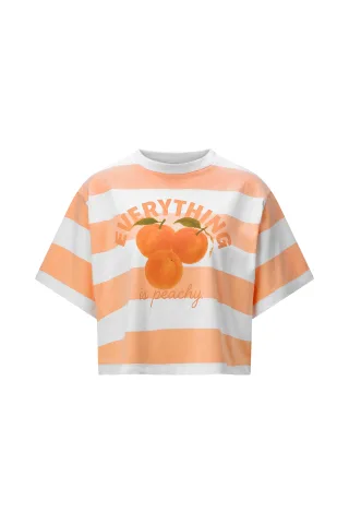 Rich & Royal - Boxy Striped Shirt Peach soft papaya - Gr. - L