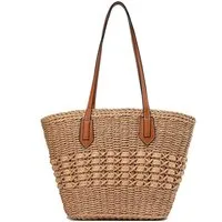 Bwecuy Strandtasche Damen, Große Handtasche Damen, Leichte Schultertasche Boho Shopper, Tasche, Sommer Tasche Geflochten, Einkaufstasche Beach Bag