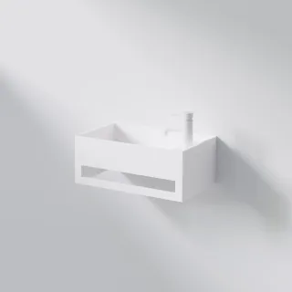 Steinberg Serie 440 Wand-Waschtisch, 1 HL rechts, mit Überlauf, 500mm x 300mm x 200mm, matt weiss 4407000W
