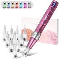 COOL-i ® Micro-Needling Microneedling Pen 0-2,5mm, 9 Stufen, 7 LED-Lichter, 12 Nadelköpfe, Für ergänzende Hautpflege & Hautbildverbesserung V2