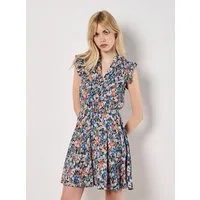 Apricot Minikleid Ditsy Floral Kleid mit Knopfleiste mit Knopfleiste