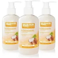 BRUBAKER Handseife Flüssigseife mit Kokosnuss Duft, 3-tlg., feuchtigkeitsspendend, Seife flüssig im praktischen Spender