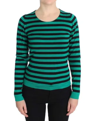 Gestreifter Strickpullover mit langen Ärmeln