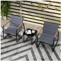 COSTWAY Balkonset, (3-tlg), Bistro-Set, 2 Schaukelstühlen mit Kissen, Tisch