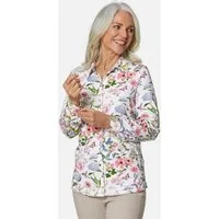 GOLDNER Hemdbluse Jerseybluse mit floralem Allover-Druck Druckbluse mit Hemdkragen, Knopfleiste und Langarm