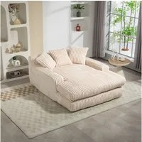 Celya Sofa Cord-Schlafsofa mit 3 Kissen,Bequemes Einzelsitz-Bodensofa,Loungesofa, fur Wohnzimmer, Büro & Wohnung,Beige