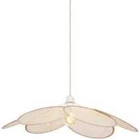 Qazqa Pendelleuchte Aisha, ohne Leuchtmittel, Warmweiß, QAZQA Hängeleuchte, e27, Crème, linen, Japandi