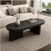 KLAM HOME Couchtisch Moderner ovaler Couchtisch minimalistischer Wohnzimmertisch Schwarz (Stabiler MDF Kaffeetisch praktische Ablage für Wohnräume), Vielseitiger Beistelltisch schlichte Optik für jeden Einrichtungsstil