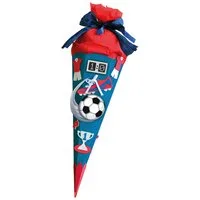 Roth Schultüte Roth Schultüten-Bastelset Soccer rot, 68cm, eckig, Kreppverschluss, Verschluss Krepp