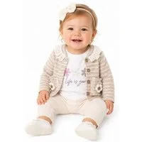 Lorey Medtec Neugeborenen-Geschenkset Mädchen Outfit, 3er Set, Jacke, Langarmshirt, Hose, 100% Baumwolle (Strickjacke + Langarmshirt + Hose)