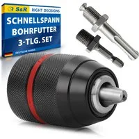 S&R Bohrfutteradapter Schnellspannbohrfutter 2mm - 13mm 1/2-20 UNF mit Adapter SDS-plus, Schnellwechsel-Bohrfutter mit Gewinde