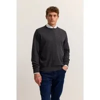 bugatti Rundhalspullover Regular Fit Basic Essential aus reiner Baumwolle