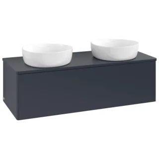 Villeroy und Boch Antao Waschtisch-Unterschrank L35010HG mit Beleuchtung , 120x36x50cm, Waschbeckenplattenfarbe Lack, midnight blue matt lacquer
