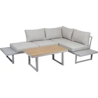 Greemotion Gartenlounge-Set Aruba, Loungemöbel Outdoor, Aluminium grau, Tisch & Liegefunktion