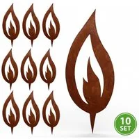 Rostikal Gartenstecker Flammen Dekostecker Weihnachten Deko (10-St) Echter Rost
