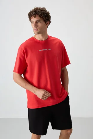 Übergröße Bedrucktes Rundhals-T-Shirt