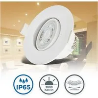 B.K.Licht LED Einbauleuchte 6er Set Bad Einbaustrahler, IP65, Schwenkbare Deckenspots, LED fest integriert, Warmweiß, 3.000K, 480Lm, 4,9W, Kunststoff, 9 x 4,2 cm