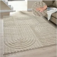 OTTO home Teppich Jonne, Boho-Design, Scandi, Designteppich, rechteckig, Höhe: 20 mm, Hoch-Tief, 3D Optik, skandinavischer Stil, Wohnzimmer, Schlafzimmer