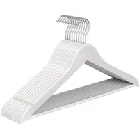 SONGMICS Kleiderbügel Holzbügel, Hosenbügel, 360° drehbarer Haken, für Träger und Jacken, (10-tlg), schlank Bügel, 0,8 cm dünn, platzsparend, Birkenholz, wolkenweiß