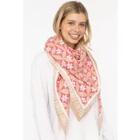 Zwillingsherz Dreieckstuch "Luxury Vibes", Feinstrick, Blumenmotiv, Statement, wärmend