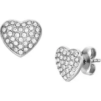 Fossil Paar Ohrstecker Schmuck Geschenk Edelstahl Ohrringe SADIE Herz, mit Glassteinen