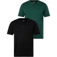 JP1880 T-Shirt Henleys Basic 2er-Pack Rundhals Knopfleiste (2-tlg)