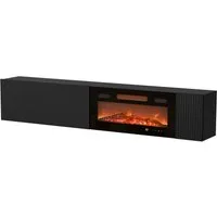MIRJAN24 TV-Schrank Capital 200 EF mit Kamin (mit Drehtür und Klappe) Realistische LED-Flamme, Gasdruckfeder