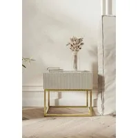 Selsey Nachttisch VELDIO, mit Schublade, gefräster Front und Metallbeinen, 50 cm
