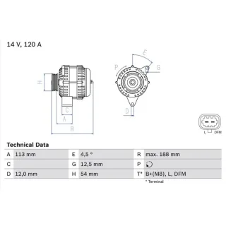 Bosch Lichtmaschine 120A Opel Astra Signum Vectra Zafira 1,9 0986080370