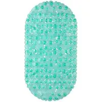 relaxdays Badematte Badewannenmatte Steinoptik bunt, Höhe 7 mm, Antirutsch-Saugnäpfe, Waschbar bei 30 °C, Material: PVC, Dekoratives Steinoptik-Design, Ovale Form, Kleine Abflusslöcher für besseren Wasserablauf, Material 100 % Kunststoff (PVC), Wasse