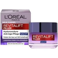 L'ORÉAL PARIS Nachtcreme REVITALIFT FILLER ANTI-AGE PFLEGE NACHT, mit Hyaluronsäure, intensive Aufpolsterung, mildert Falten