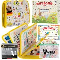 Lions Collection Lernspielzeug Busy Board Deutsch - Montessori Spielzeug - Motorikmappe, Quiet Book