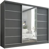 A&J MöbelLand GmbH Schiebetürenschrank AURELIA 1 mit 3 Schubladen und Spiegel (TOP ANGEBOT! Geräumiger Schrank mit einer Breite von 200 cm und Spiegel, ideal zur Aufbewahrung von Kleidung und Accessoires. 3 Schubladen und viel Stauraum. TOP PRODUKT! 