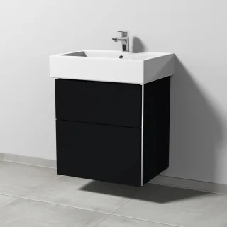 Sanipa 3way Waschtischunterbau zu Duravit Vero Waschtisch mit 2 Auszügen, Schwarz-Matt BS71608