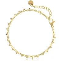 Made by Nami Edelstahlarmband Damen Gold mit Goldplättchen Anhänger aus Chirurgischem Edelstahl, 16 + 3 cm Hypoallergen Wasserfest Gold Geschenkideen für Frauen