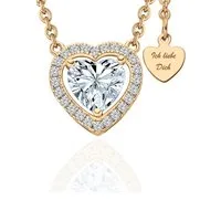 LOVENEST Herzkette Halskette Damen Silber 925 / Gold vergoldet mit Herz-Anhänger Zirkonia (Silberkette Anhänger Geschenke für Frauen Weihnachtsgeschenk Freundin, Geschenkset Damenkette Weihnachten Set), Sie Geburtstag Hochzeitstag Liebesbeweis Liebes