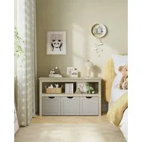 VASAGLE Kinderregal Spielzeugaufbewahrung, Bücherregal Kinder, Spielzeugregal, mit Rollen, 30 x 102 x 60 cm