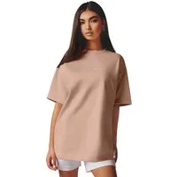 Reichstadt Oversize-Shirt Damen Oversized Kurzarmshirt Brand Stick 23RSW044 mit Stitching am Kragen